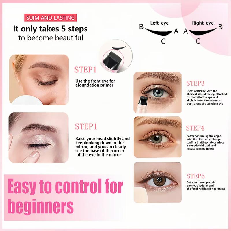 Rotating Eyeliner Stamp Pen – Dual-Head Design with Wing Stamp, Quick-Dry, Long-Lasting, Smudge-Proof for Easy Cat Eye, Sharp Winged Lines & All-Day Makeup Wear - Beginner Friendly Everyday Makeup Tool for Women, Women's cosmetics, Makeup tools. -AUX