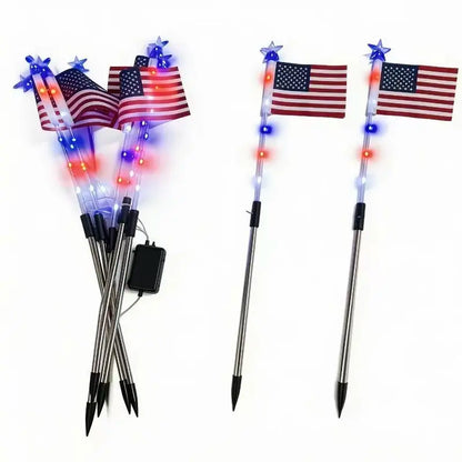 8-Piece Flag Light Set, 4th of July Decorations 8 Lighting Modes, 8-in-1 American Flag Solar Lights, Memorial Day Decorations Featuring Red, White, and Blue Lights for Independence Day Pathway Garden Decorations Yard Pathway -LGZ