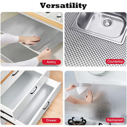 💧 Waterproof Oil Resistant Contact Paper, Peel & Stick Aluminum Foil Sticker for Stove, Cabinet and Wall Decoration-XLB