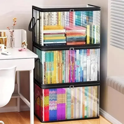 📦 Large Clear Thick Plastic Storage Box with Hinged Lid, Heavy-Duty Durable High Capacity Organizer, Perfect for Home 🏠, Camping ⛺, Travel ✈️, Attic and Moving 🚚-XLB