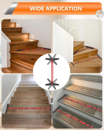 Aluminum Alloy Stair Tread Template Tool, Professional Adjustable Stair Measuring Tool and Gauge Jig, Precision Woodworking Tool for Stairs, Risers and Shelves.-KPL