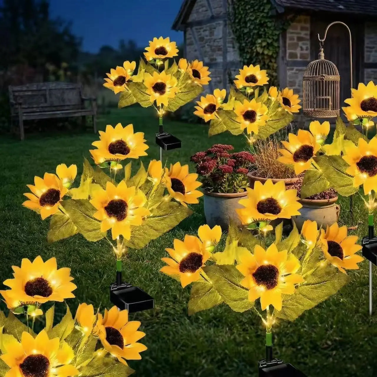 ☀️Solar Sunflower Garden Lights🌻 Waterproof LED Outdoor Stake Light💧with Auto On/Off for Yard, Pathway & Patio Decor-AUX
