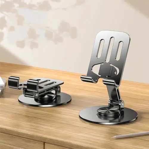 2PCS Phone Tablet Holder Metal Phone Stand 360° Rotation All Kinds Cellphone Foldable Scalable Office Desk Adjustable Portable for Travel for Men and Women-XLB