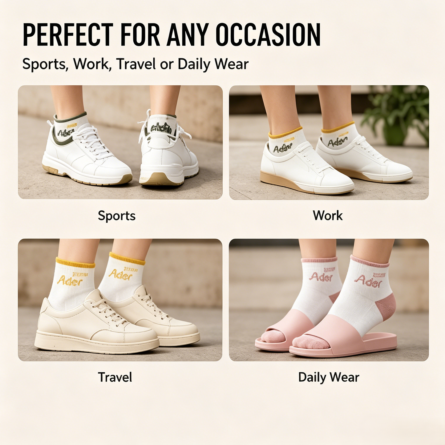 🧦 Anti-Odor Cotton Ankle Socks | Breathable Mesh, One Size Fits Most, 5-Pair Random Pack-WBJ