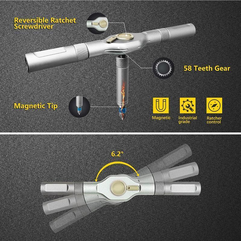 24-in-1 Multifunctional Screwdriver Set, Magnetic Design with Interchangeable Bits, Compact Portable Ratchet Screwdriver Kit, Household Repair Tool Box.-KPL