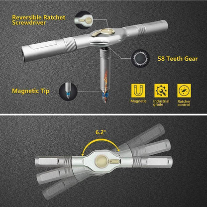 24-in-1 Multifunctional Screwdriver Set, Magnetic Design with Interchangeable Bits, Compact Portable Ratchet Screwdriver Kit, Household Repair Tool Box.-KPL