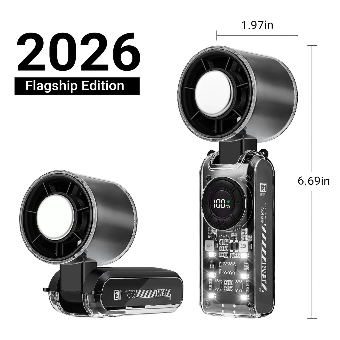 Qawtor 2026 Flagship Cyberpunk Turbo Fan | 199-Speed Semiconductor Ice-Cooling Handheld Fan ❄️🚀 LGZ