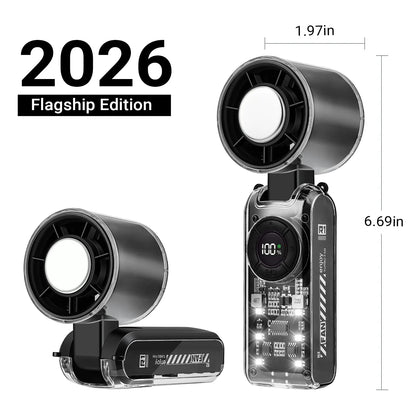 Qawtor 2026 Flagship Cyberpunk Turbo Fan | 199-Speed Semiconductor Ice-Cooling Handheld Fan ❄️🚀 LGZ