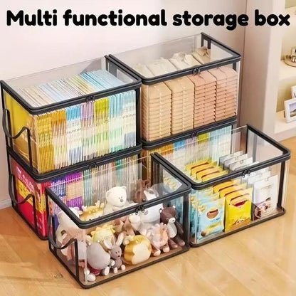 📦📦Large Clear Thick Plastic Storage Box with Hinged Lid, Heavy Duty High Capacity Organizer Bin, Free Shipping for Home Camping Travel Attic Moving-AUX