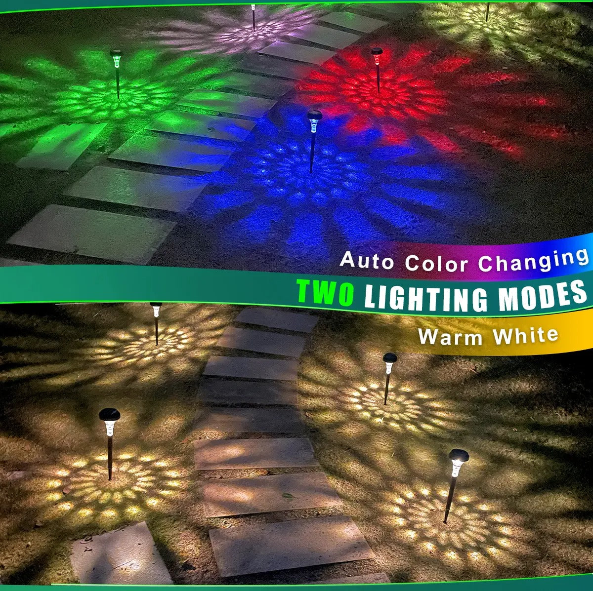 Premium Color-Changing Solar Pathway Lights | Waterproof Sunflower Projection Garden Decor 🌻✨ LGZ