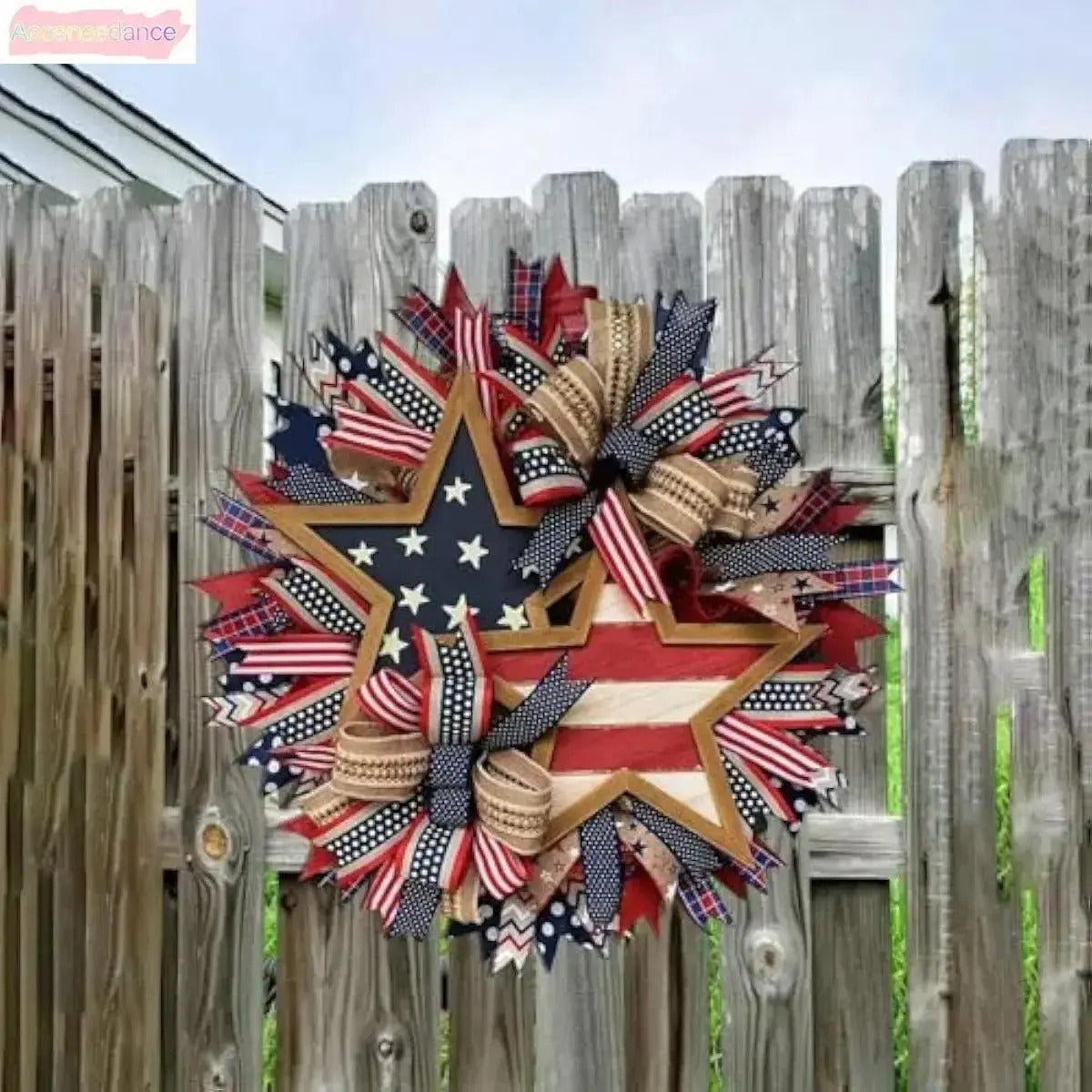 Premium Patriotic Star Wreath | Rustic Americana Front Door Holiday Decor 🇺🇸✨ LGZ