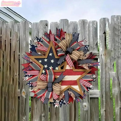 Premium Patriotic Star Wreath | Rustic Americana Front Door Holiday Decor 🇺🇸✨ LGZ