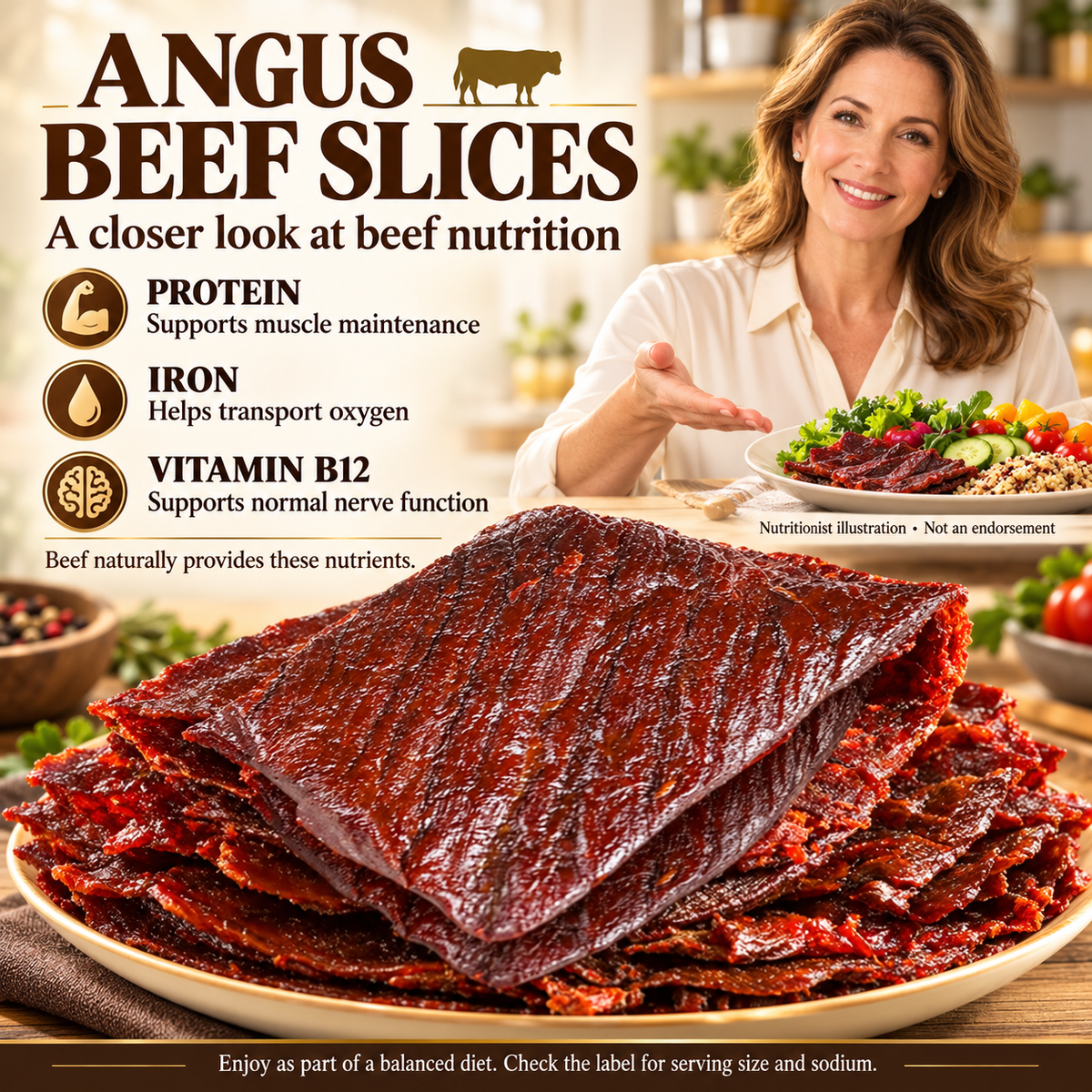 Premium Angus Sirloin Beef Jerky — Protein-Packed, Bold Flavor, Satisfying Chew-HJY