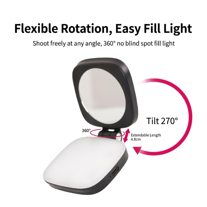 🤳 Your Pocket Photo Studio & Vanity Mirror in One! ✨ Say goodbye to bad lighting & dark shadows. Snap, flip, and glow anywhere! 💄-QZZ