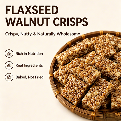 🌰Low Sugar Flaxseed Walnut Crisp Bars, Rich in Omega-3 & Dietary Fiber, Antioxidant Healthy Nut Snack for Blood Sugar & Cholesterol Support-WBJ