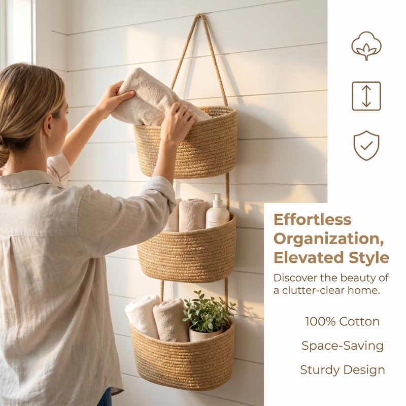 🧺 3-Tier Over Door Storage Basket • Bathroom & Nursery Organizer 🚪-VIM