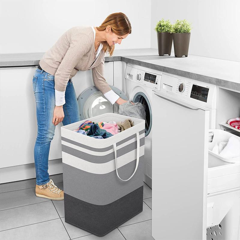 Collapsible Laundry Hamper Set, Large Capacity Fabric Laundry Baskets with Handles for Clothes & Storage-TTT
