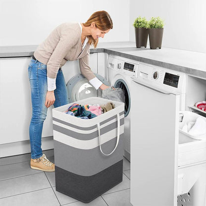 Collapsible Laundry Hamper Set, Large Capacity Fabric Laundry Baskets with Handles for Clothes & Storage-TTT