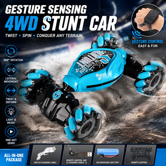 🚗Twist & Turn Gesture RC Car - No More Boring Toys! Dual Control Mode, All-Terrain Drift Stunt Car with Auto Demo & LED Light Show-AUX