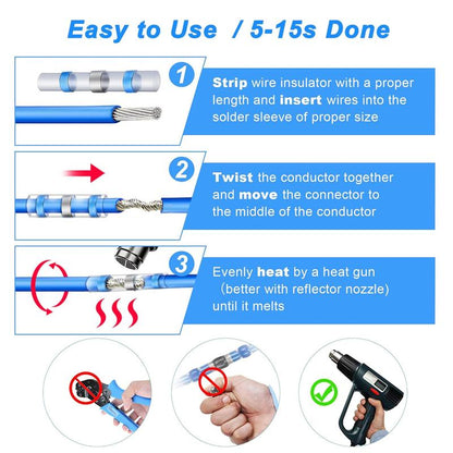 🔧 250PCS Solder Seal Wire Connectors — Waterproof Heat Shrink Butt Connectors with Self-Soldering Design ✨ Ideal for Marine, Automotive & Audio Applications 🚗🚤🎵-KPL