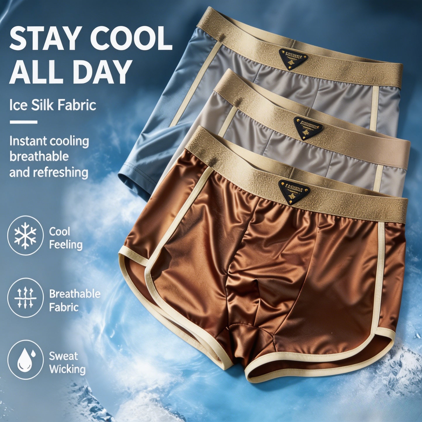 🛡️ 10A grade antibacterial satin light luxury high-end ice silk men's boxer briefs summer ultra-thin comfortable breathable shorts-CJP