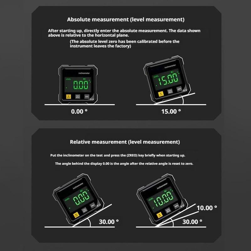 Portable Magnetic Digital Angle Measuring Instrument, 360° Magnetic Hardware Tool with Dual Laser Guide, Rechargeable.-KPL