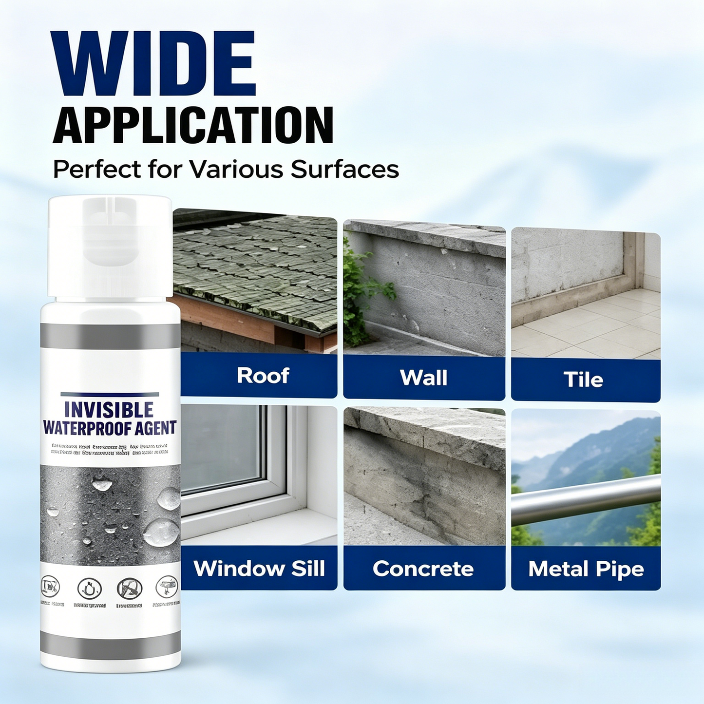 💧 New Gen Invisible Waterproof Agent Spray | Nano Tech Leak Sealant for Roof, Wall & Tile | Clear, Long-Lasting Anti-Leak Protection| No Trace, No Damage-LT