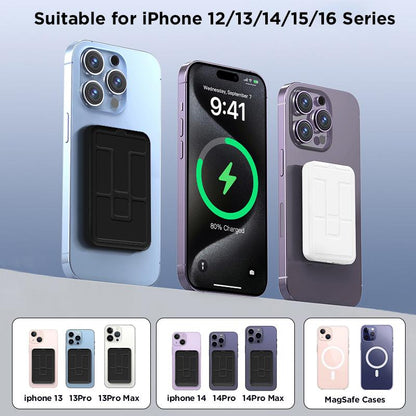 2026 US Spring Glow Up campaign 10000mAh Magnetic Power Bank Wireless Portable Charger with USB-C Cable LED Display Foldable Battery Pack for iPhone17/ 16/15/14/13/12/Pro/Pro Max Series Charging Compact Silicone Black⚡-LGZ
