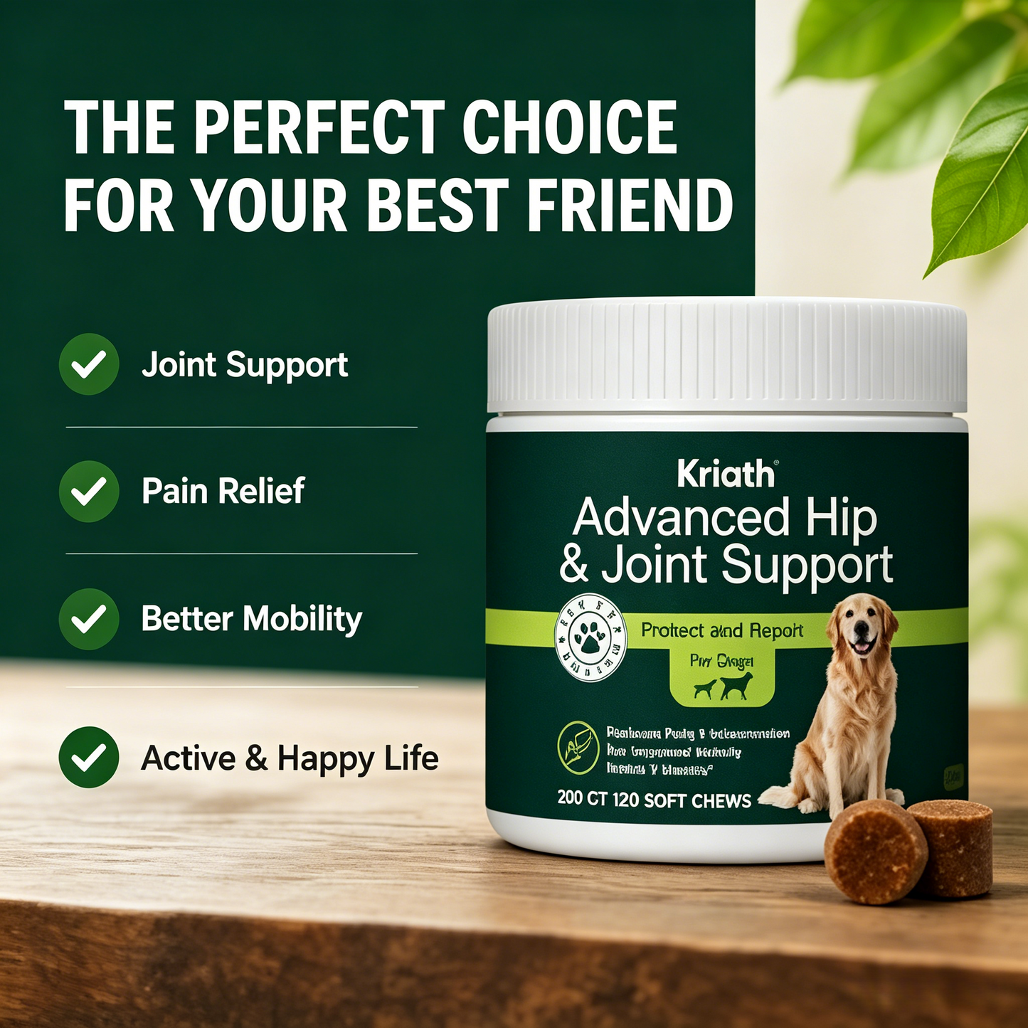 🐶 Advanced Strength Hip & Joint Chews | Pork Liver Flavor for Small & Medium Dogs-WBJ