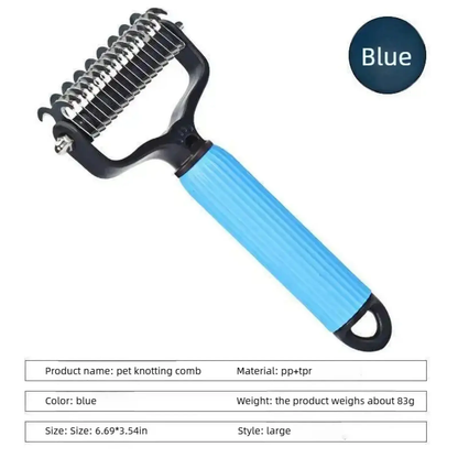 🐾Double-Sided Pet Grooming Comb✨One-Click Clean Undercoat Rake🐶Detangling Brush for Dogs Cats😺Effective for Shedding & Matted Hair-XLB