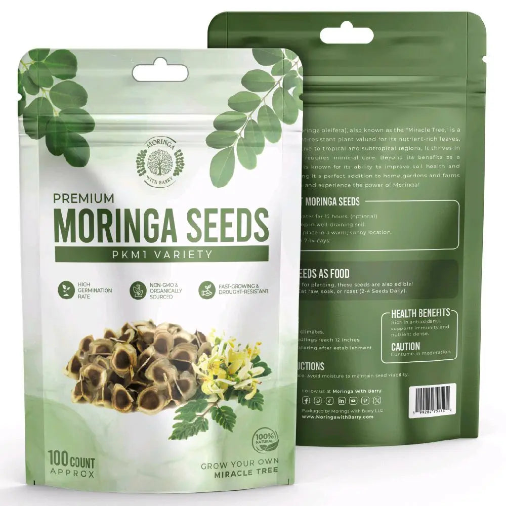 Moringa Seeds - Non-GMO, High Germination Rate, Organically Grown, Fast-Growing Superfood Tree - Approx. 50 Seeds - Suitable for Home Cultivation & Edible Use.-KPL