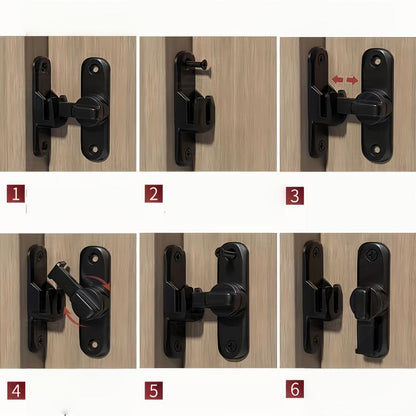 3-Pack Adjustable Security Door Lock Set, Heavy Duty 90/180 Degree Zinc Alloy Flip Latches for Home, Cabinet Closet, Office, Hotel, Apartment, Sliding Barn Door, Black & Silver Screws, Mini Gadgets Hardware Door Reinforcement Locking Hinges.-KPL
