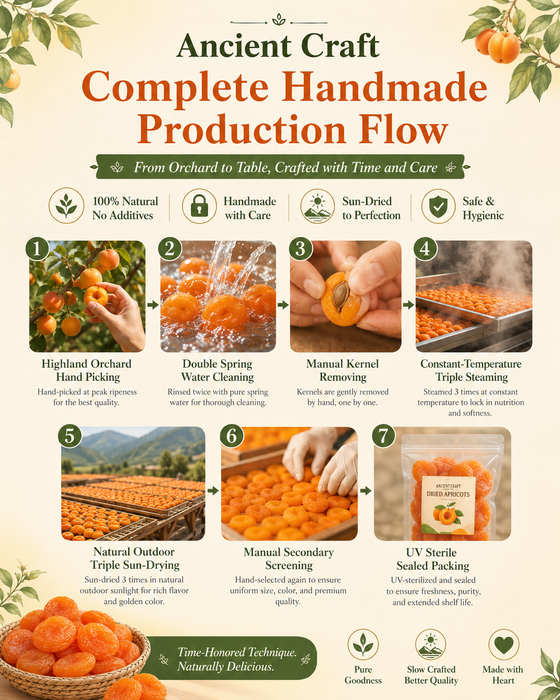 🍑Ancient 3-Steam 3-Dry Golden Apricots | Healthy Family Snack-WBJ