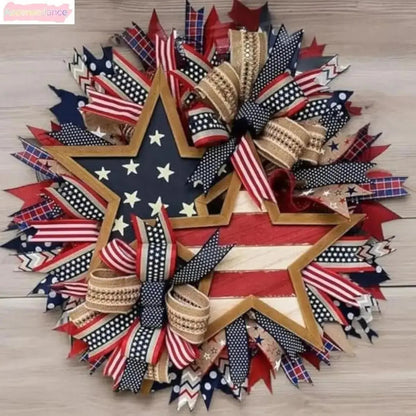 Premium Patriotic Star Wreath | Rustic Americana Front Door Holiday Decor 🇺🇸✨ LGZ