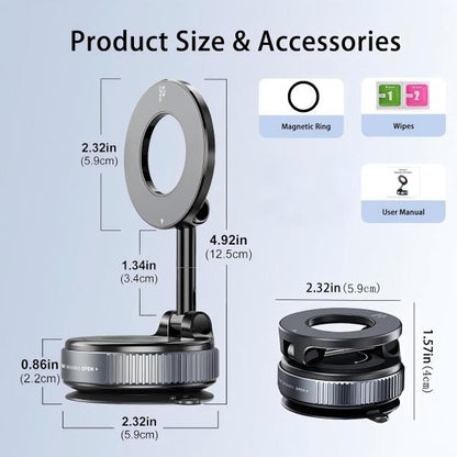 Magnetic Car Phone Mount, Strong Suction Cup Dashboard Holder, 360° Rotation Foldable Cell Phone Stand for Car-TTT