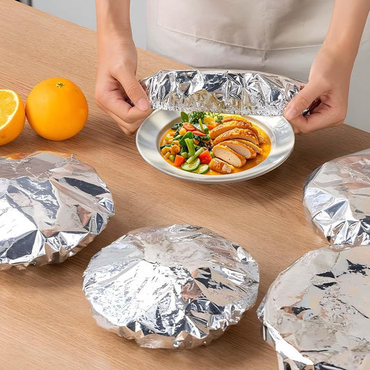 Reusable Aluminum Foil Food Covers with Elastic Band | Heat-Retaining Insulated Bowl Lids for Keeping Food Fresh & Warm LGZ