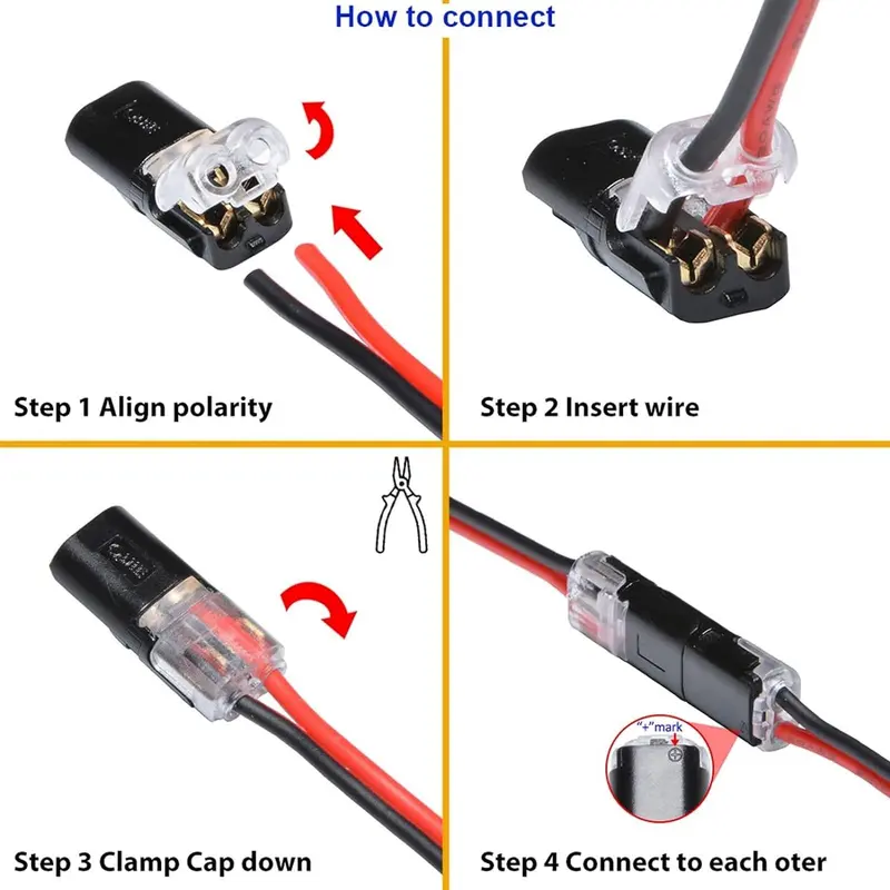 🔌 2 Pin Double Wire Plug-in Connector with Locking Buckle, Low Voltage Quick Connect Terminal, Firm Connection for LED Strip Lights, Automotive Wiring & Power Distribution, DIY Use-XLB