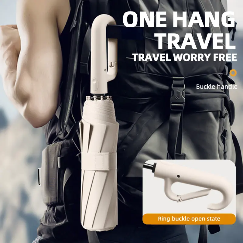 ☂️Automatic Folding Umbrella, Loop Buckle Design, Windproof Waterproof Sun Protection, Dual Use for Men Women-XLB