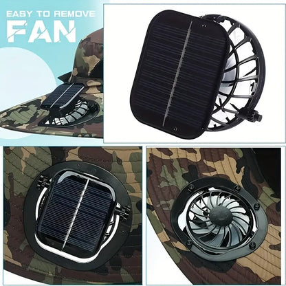 The Ultimate Father's Day Gift: Solar-Powered Outdoor Cooling Fan Hat | Wide-Brim UV Protection Sun Hat with Dual 5000 RPM Fans 🎁👴 LGZ