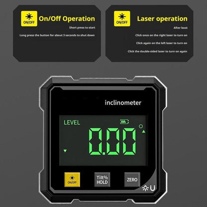 Portable Magnetic Digital Angle Measuring Instrument, 360° Magnetic Hardware Tool with Dual Laser Guide, Rechargeable.-KPL