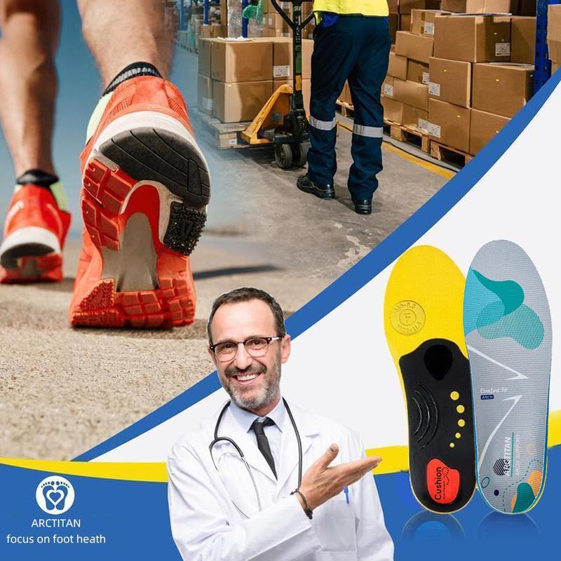 High Arch Support Orthotic Insoles For Men Women,Plantar Fasciitis Insoles,Work Boot Insoles For Standing All Day,Shock Absorbing Heavy Duty Support Relief Foot Pain,Orthotic Flat Feet,Heightening Insole,Chef,Food Service,Shoe Inserts,Sweat Footwear-AUX