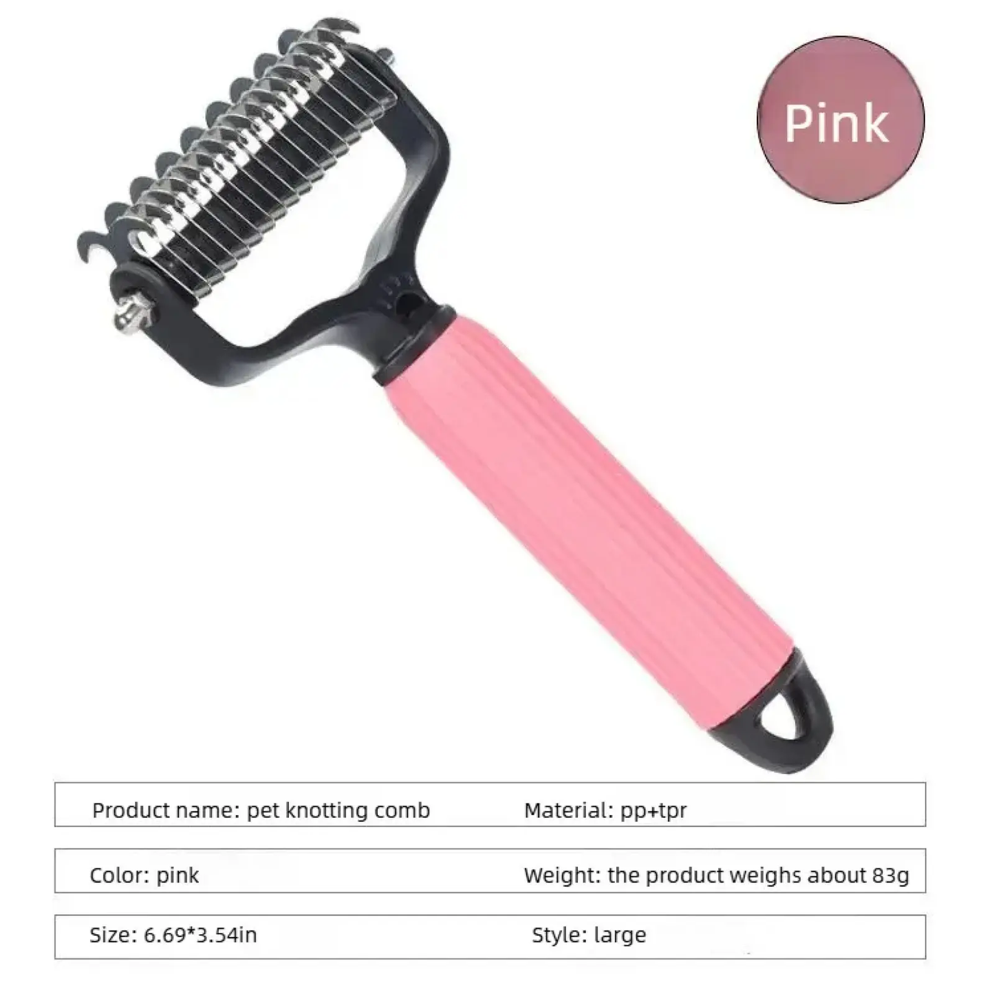 🐾Double-Sided Pet Grooming Comb✨One-Click Clean Undercoat Rake🐶Detangling Brush for Dogs Cats😺Effective for Shedding & Matted Hair-XLB