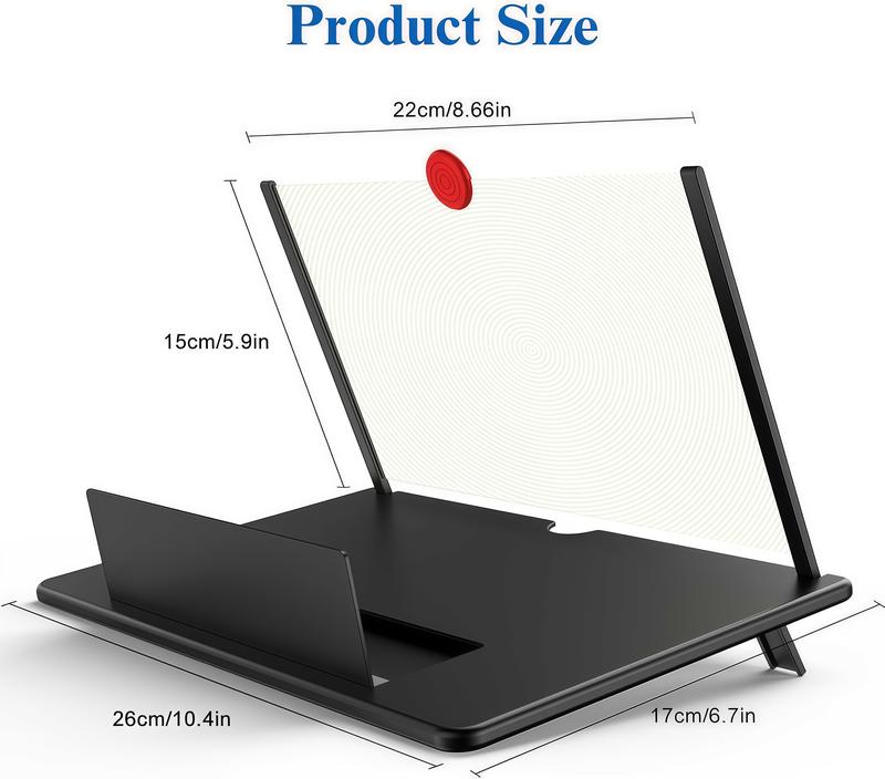 📱12\" Screen Magnifier,3D HD Mobile Phone Magnifier Projector Screen Enlarger for Movies, Videos, and Gaming,Foldable Cell Phone Stand with Screen Amplifier,Supports All Smartphones (Black, 12inch) #SummerVibes-AUX