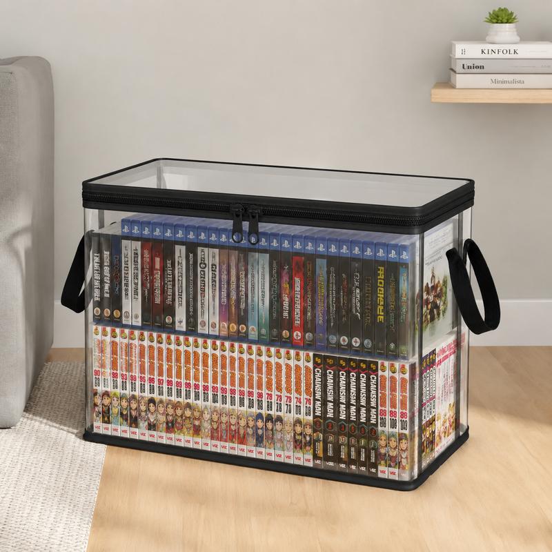 📦📦Large Clear Thick Plastic Storage Box with Hinged Lid, Heavy Duty High Capacity Organizer Bin, Free Shipping for Home Camping Travel Attic Moving-AUX