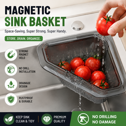 🧲Magnetic Sink Drain Basket💧No-Drill Hanging Drying Storage Basket | Kitchen Sponge & Dishcloth Organizer-YOY