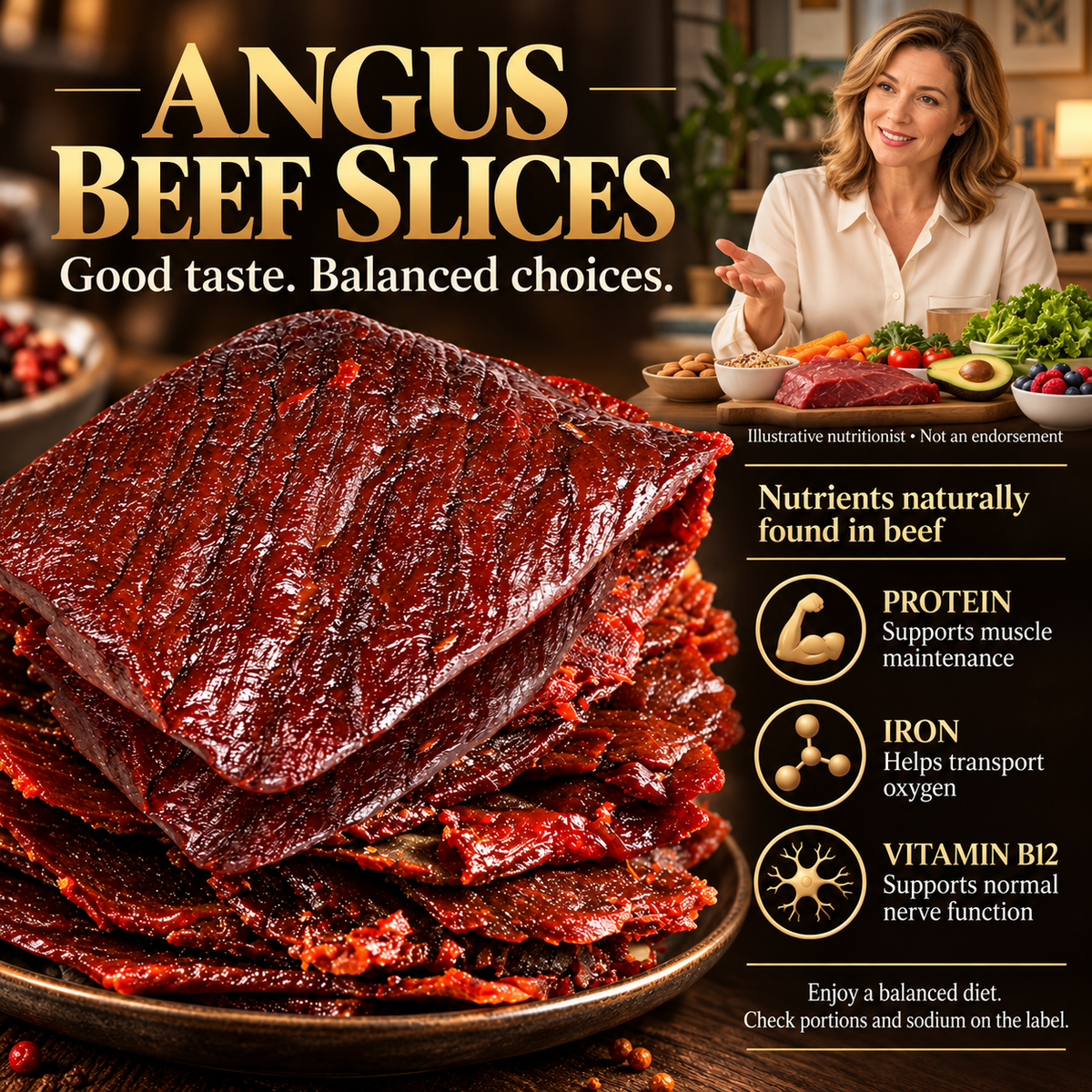 Premium Angus Sirloin Beef Jerky — Protein-Packed, Bold Flavor, Satisfying Chew-HJY