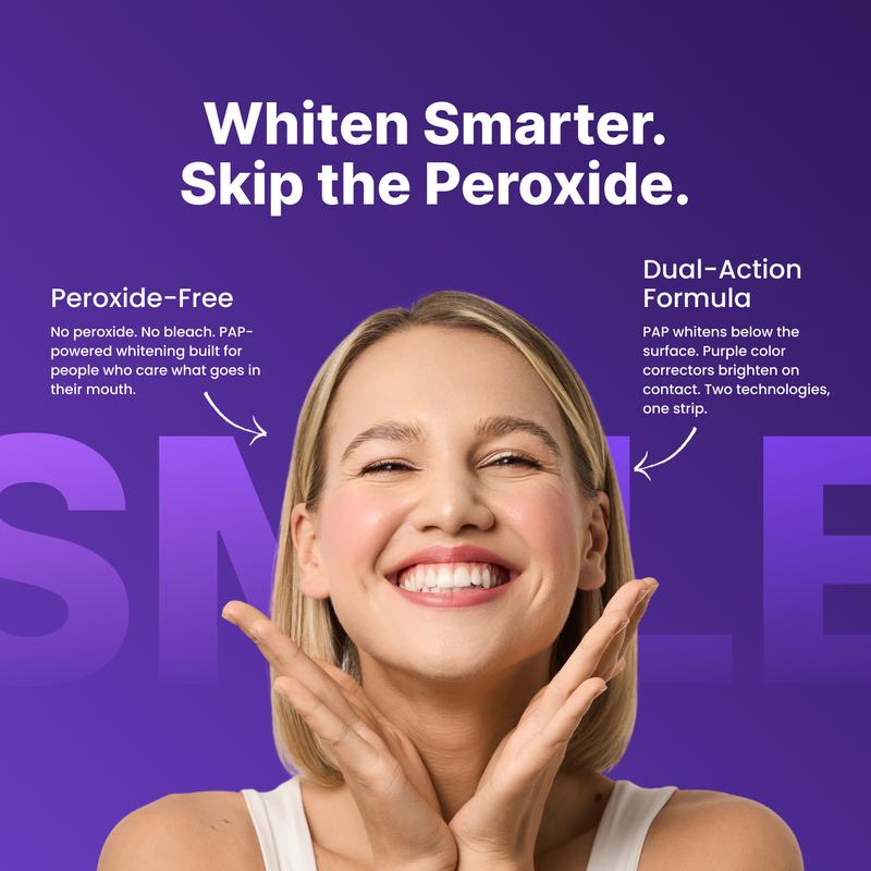 No-Slip Teeth Whitening Strips, Gentle Peroxide-Free Formula for Coffee & Tea Stains-TTT
