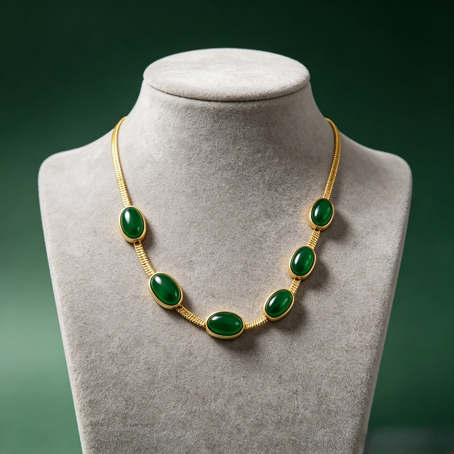 💚Elegant Emerald Gold Necklace🎁Vintage Oval Gemstone Statement Chain for Women-YOY