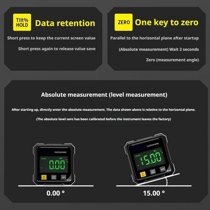 Portable Magnetic Digital Angle Measuring Instrument, 360° Magnetic Hardware Tool with Dual Laser Guide, Rechargeable.-KPL