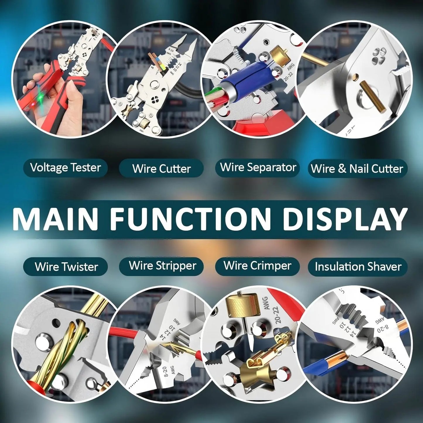 2026 Upgraded 16-in-1 Heavy-Duty Wire Stripper | Rechargeable Electrical Pliers with Built-in Voltage Tester ⚡️🛠️ LGZ
